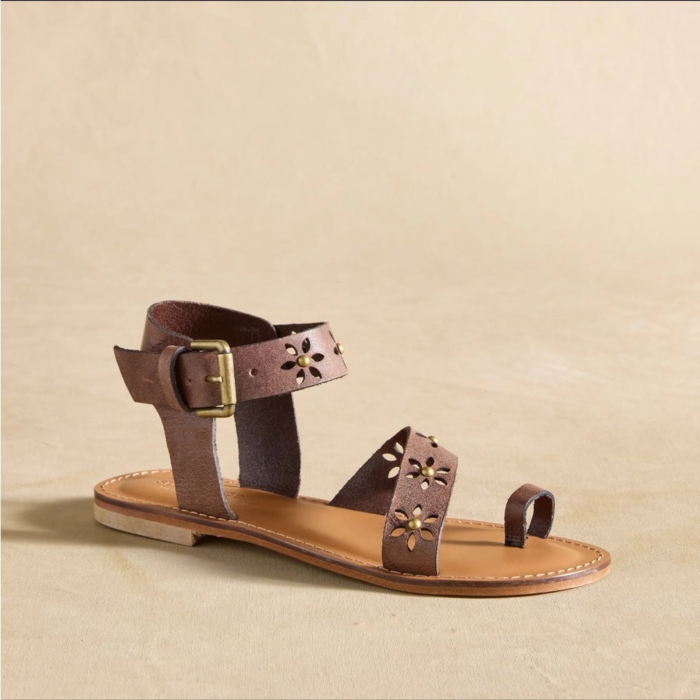 Sundance Brown Leather Cutout Sandals